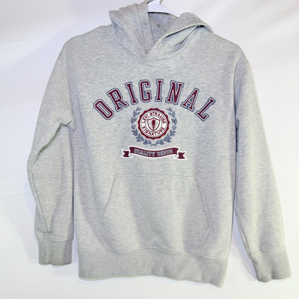 Levi Strauss Signature Kids Heather Gray‎ Varsity Graphic Pullover Hoodie 10/12